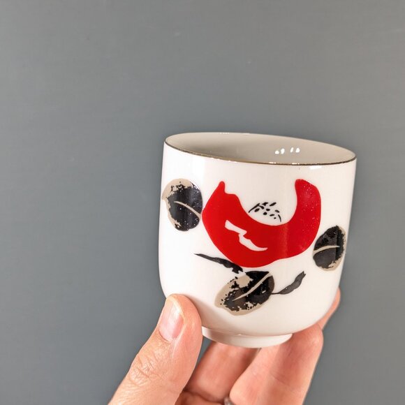 Set of 6 Hot Pepper pattern teacups, made in Japan - Picture 6 of 9